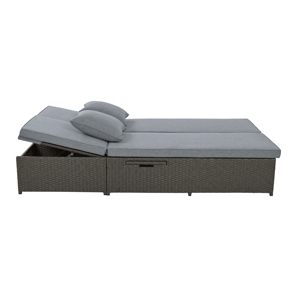 Outdoor Double Sunbed Gray