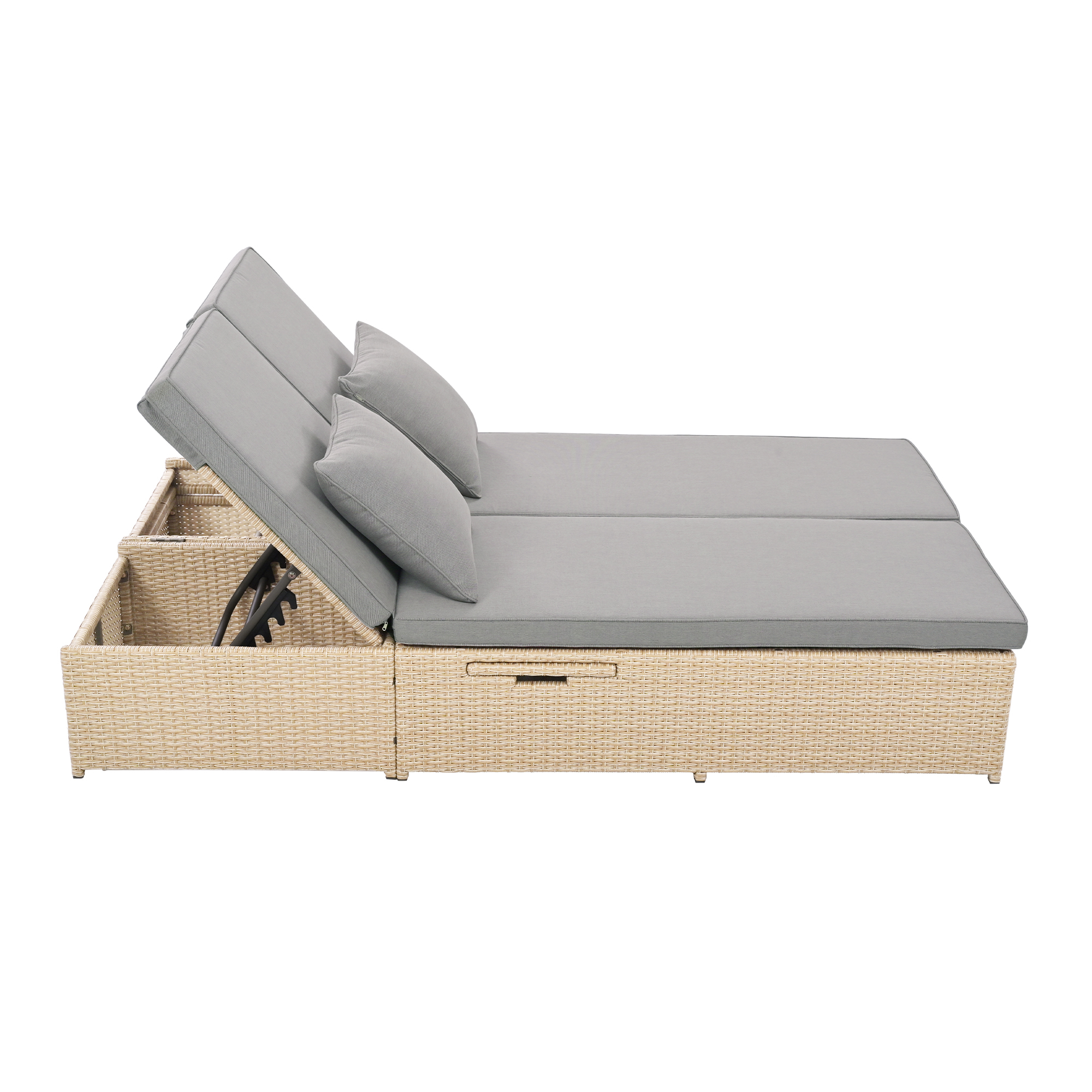Outdoor Double Sunbed Brown