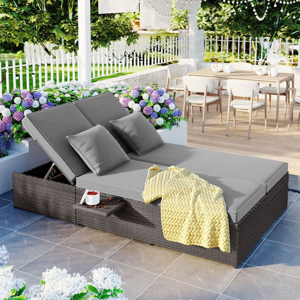Outdoor Double Sunbed Gray
