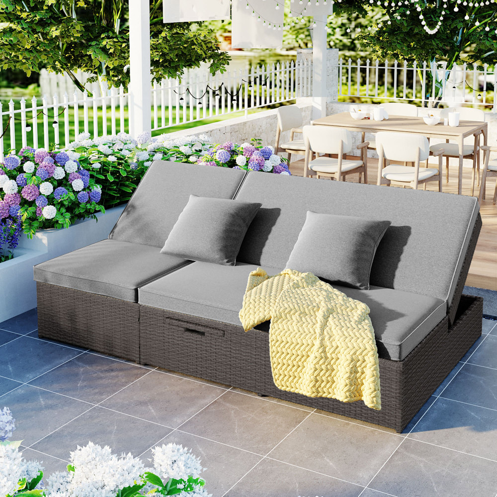 Outdoor Double Sunbed Gray