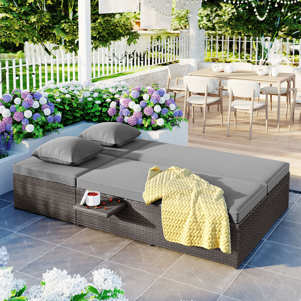 Outdoor Double Sunbed Gray