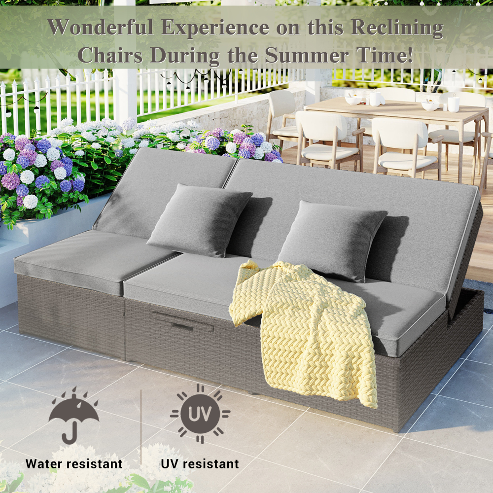 Outdoor Double Sunbed Gray