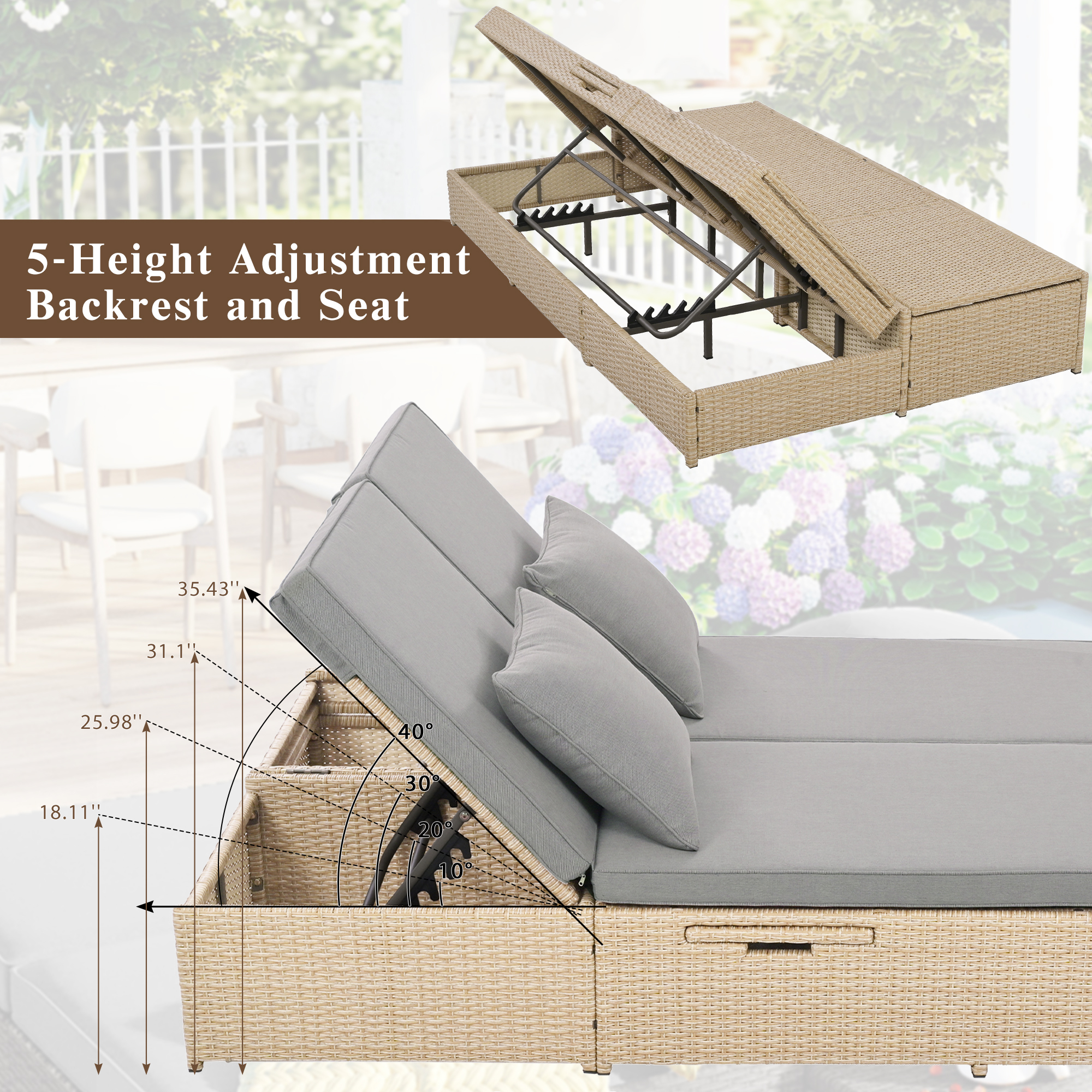 Outdoor Double Sunbed Brown