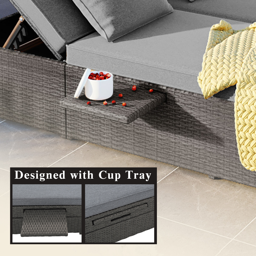 Outdoor Double Sunbed Gray