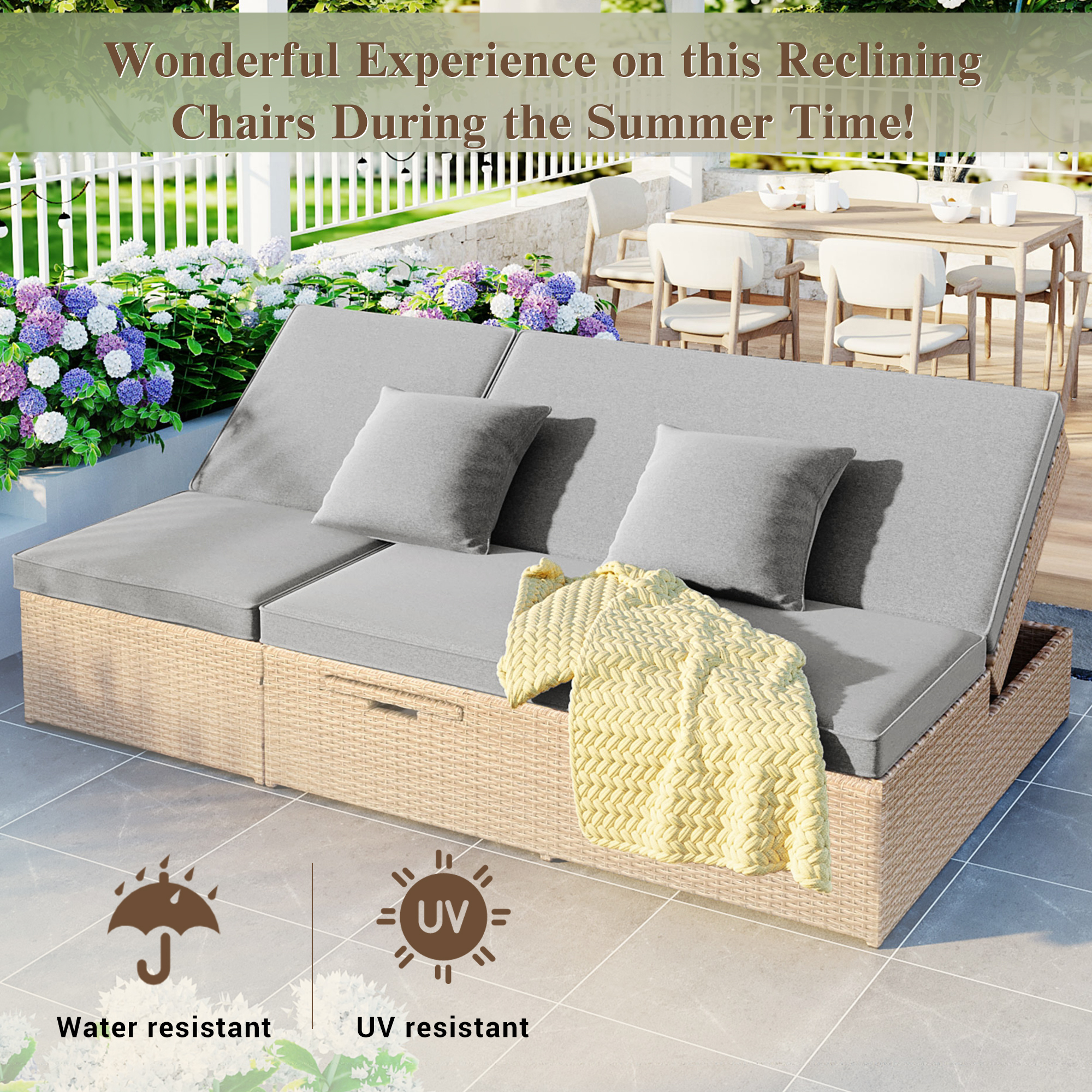 Outdoor Double Sunbed Brown
