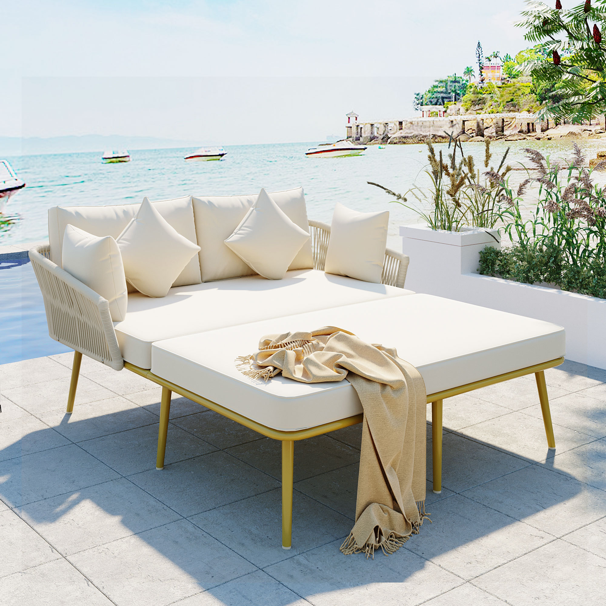 Outdoor Patio Daybed Beige