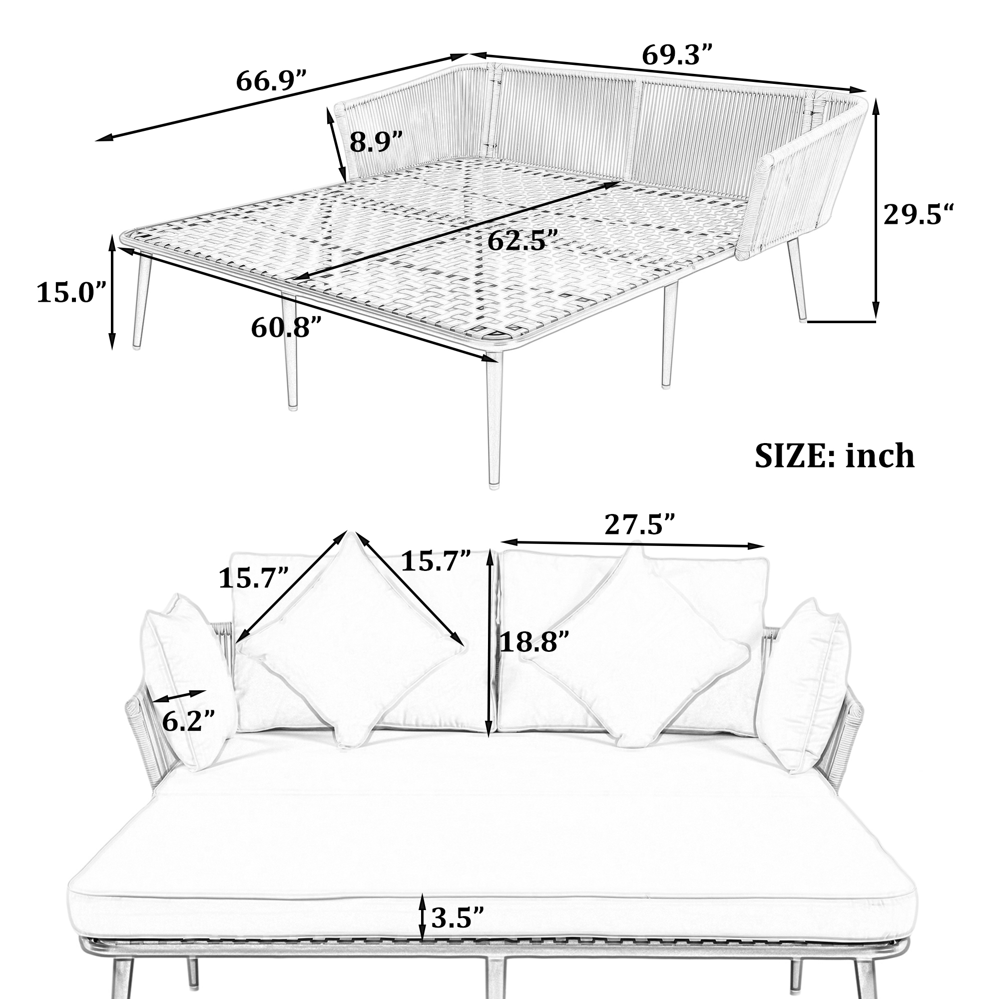 Outdoor Patio Daybed Gray