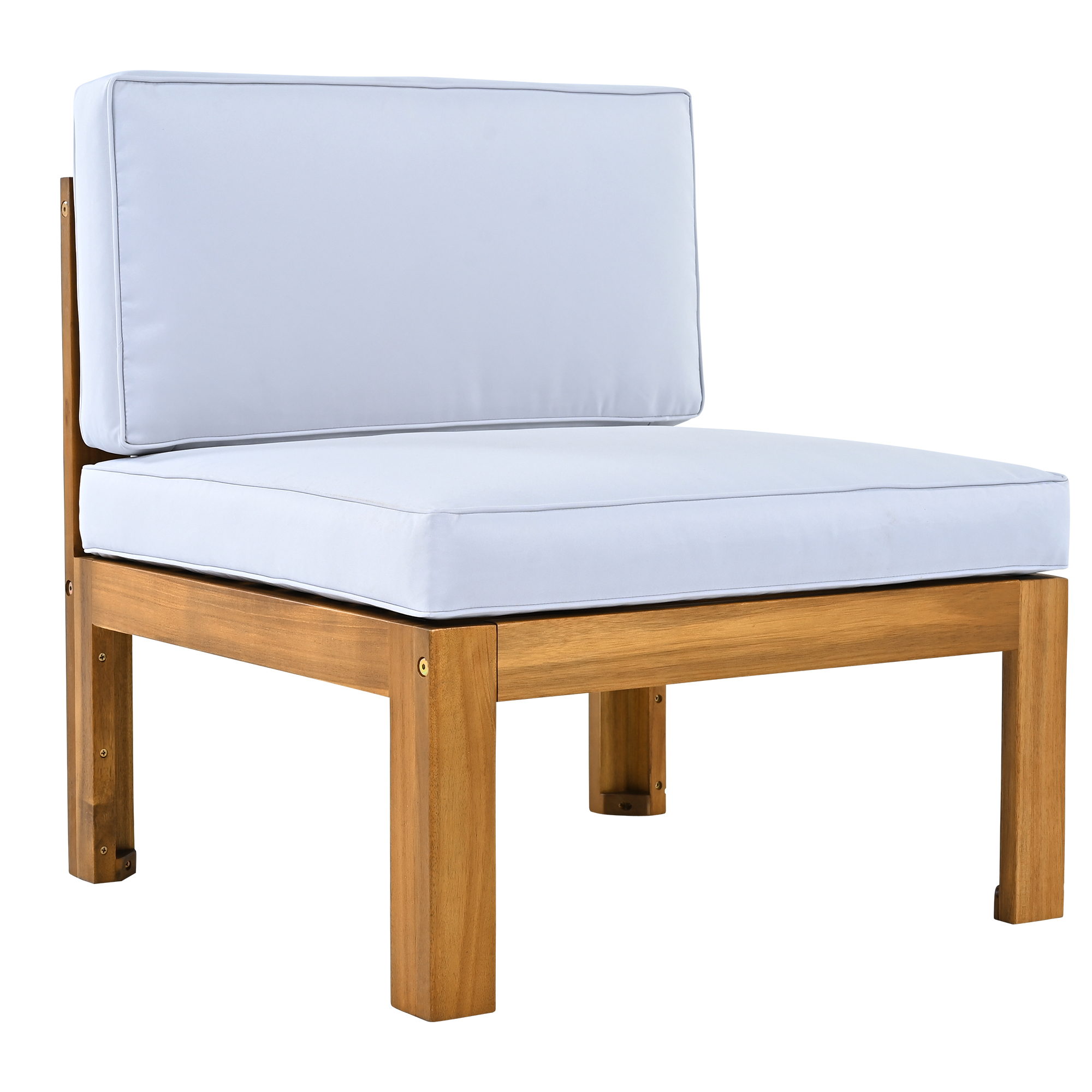 5-Piece Wood Patio Furniture Set With Cushions Gray Cushions