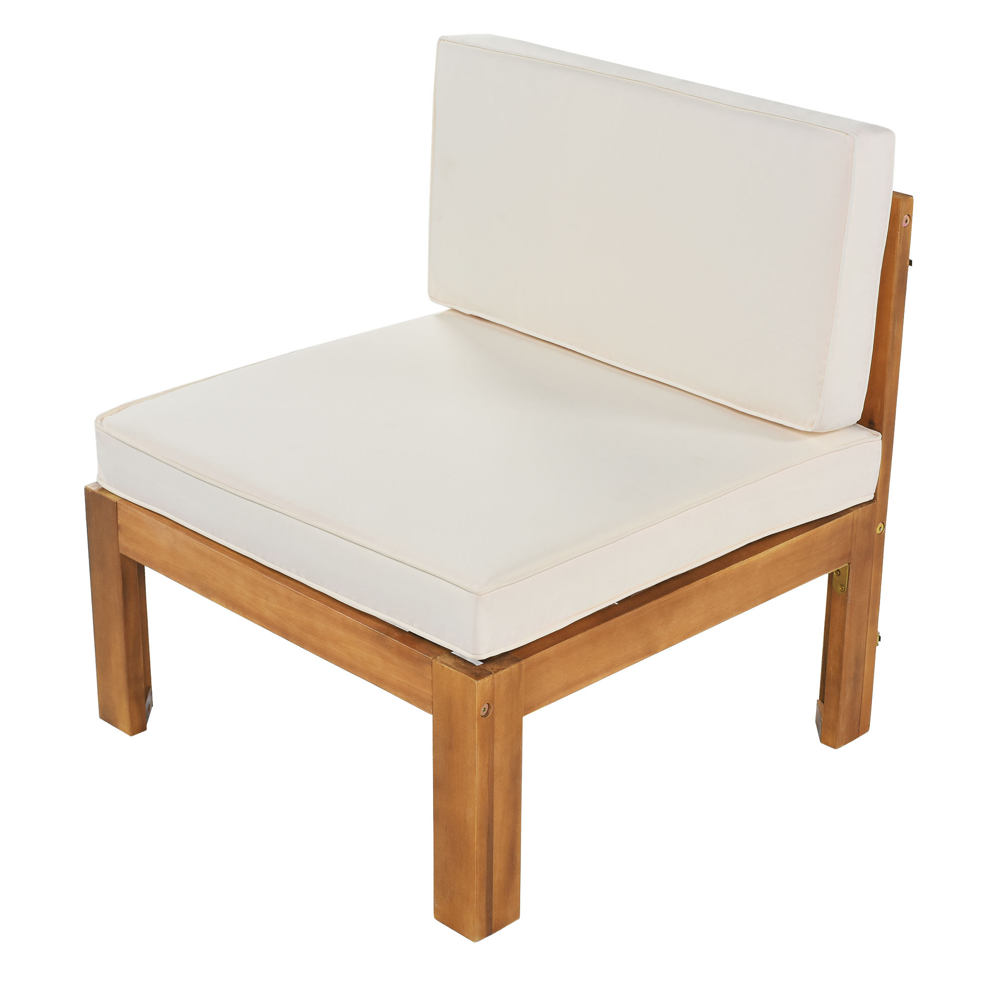 5-Piece Wood Patio Furniture Set With Cushions Natural Finish
