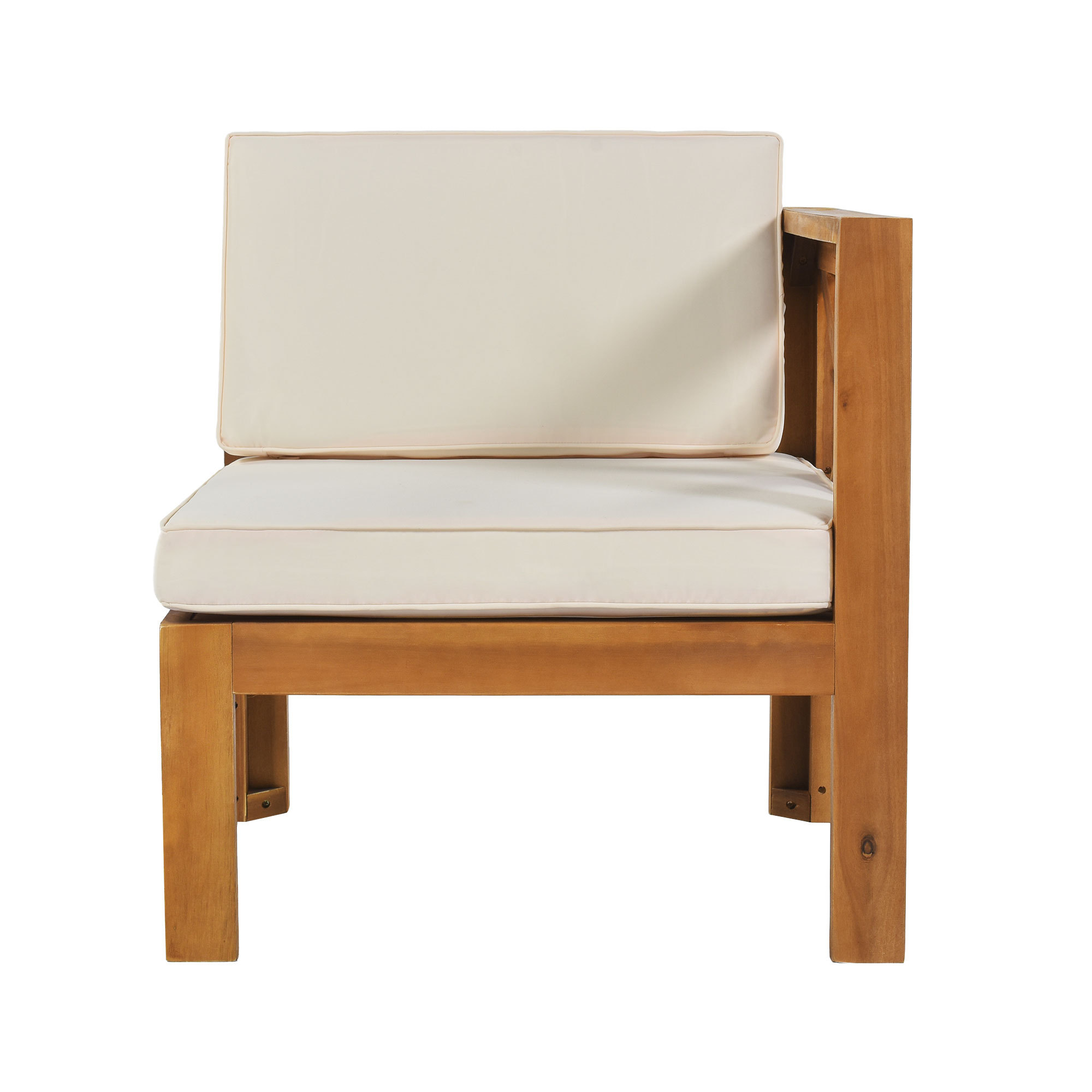 5-Piece Wood Patio Furniture Set With Cushions Natural Finish