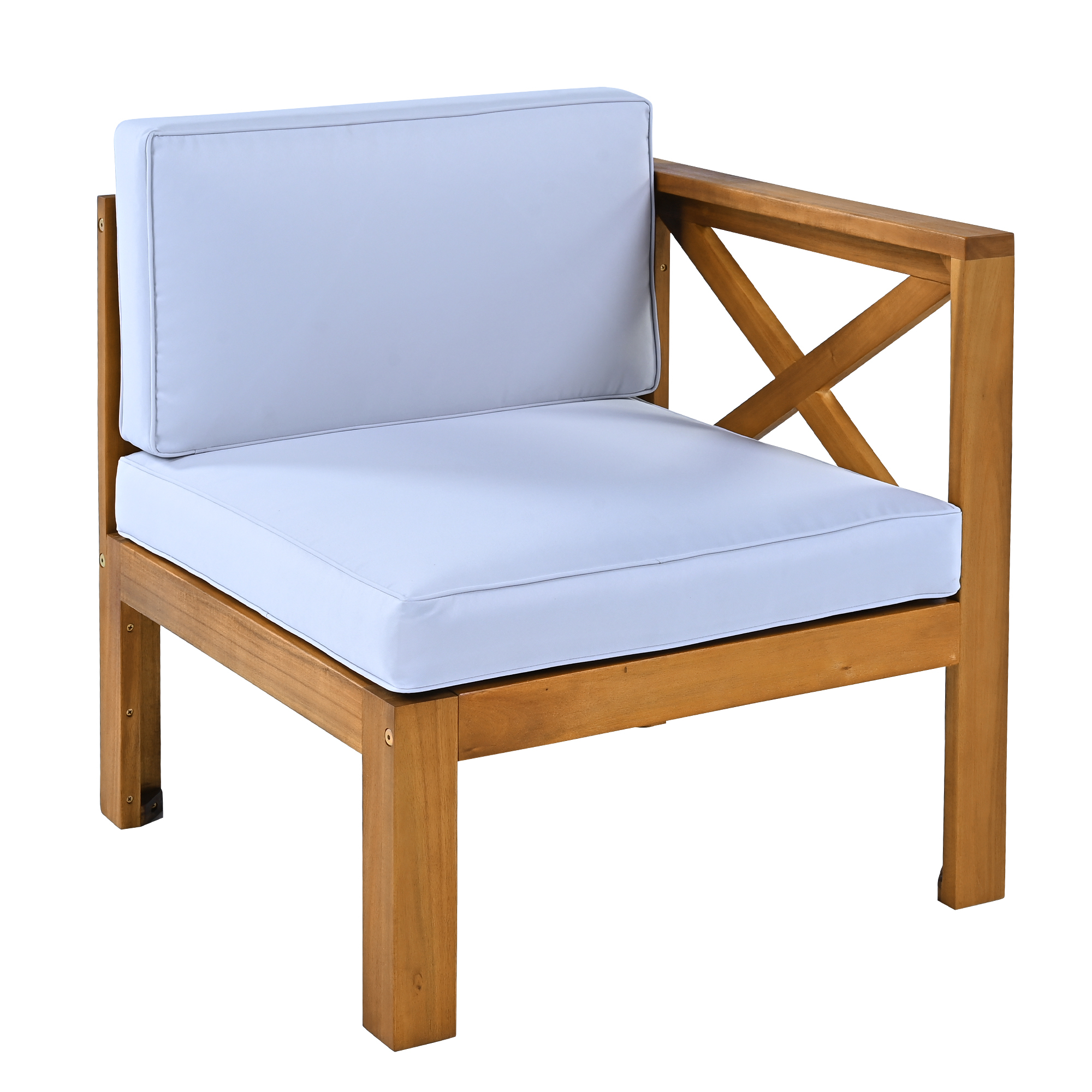 5-Piece Wood Patio Furniture Set With Cushions Gray Cushions