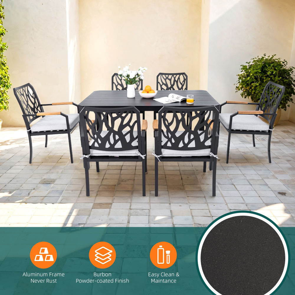 Modern Outdoor Aluminum Table Black