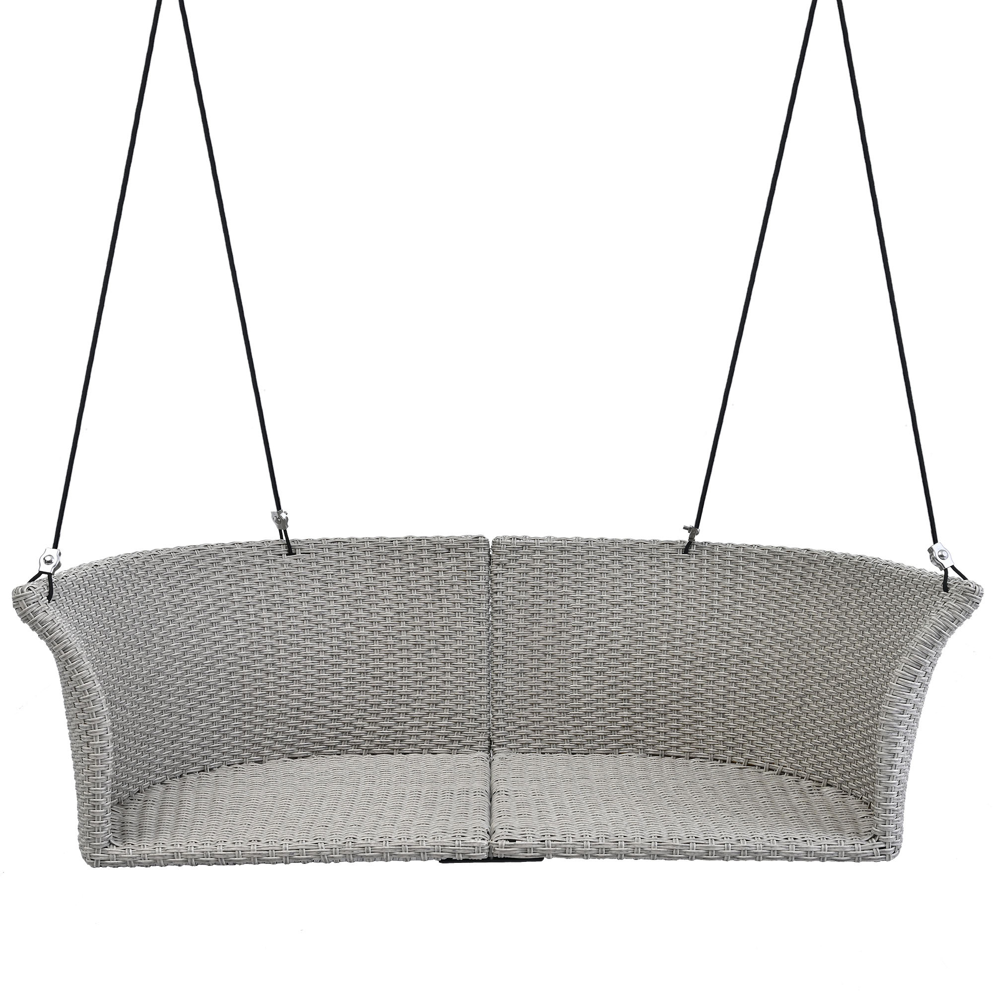 51.9" 2-Person Hanging Seat Gray Wicker And Cushion