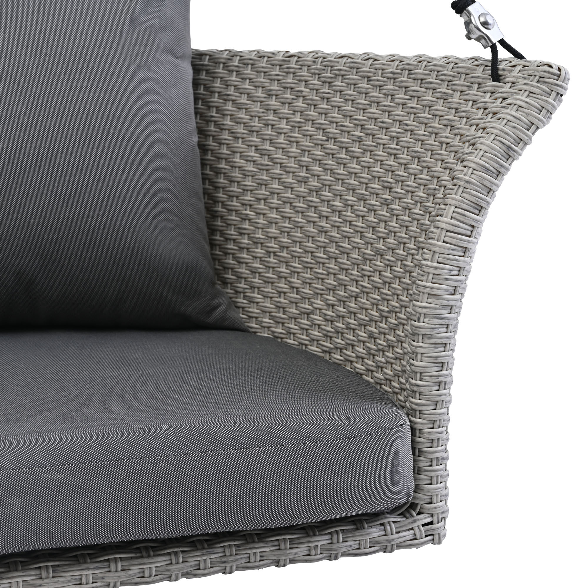 51.9" 2-Person Hanging Seat Gray Wicker And Cushion