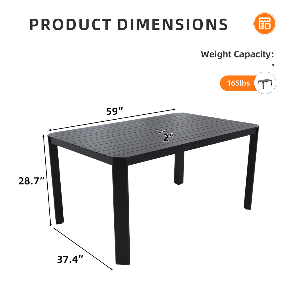 Modern Outdoor Aluminum Table Black