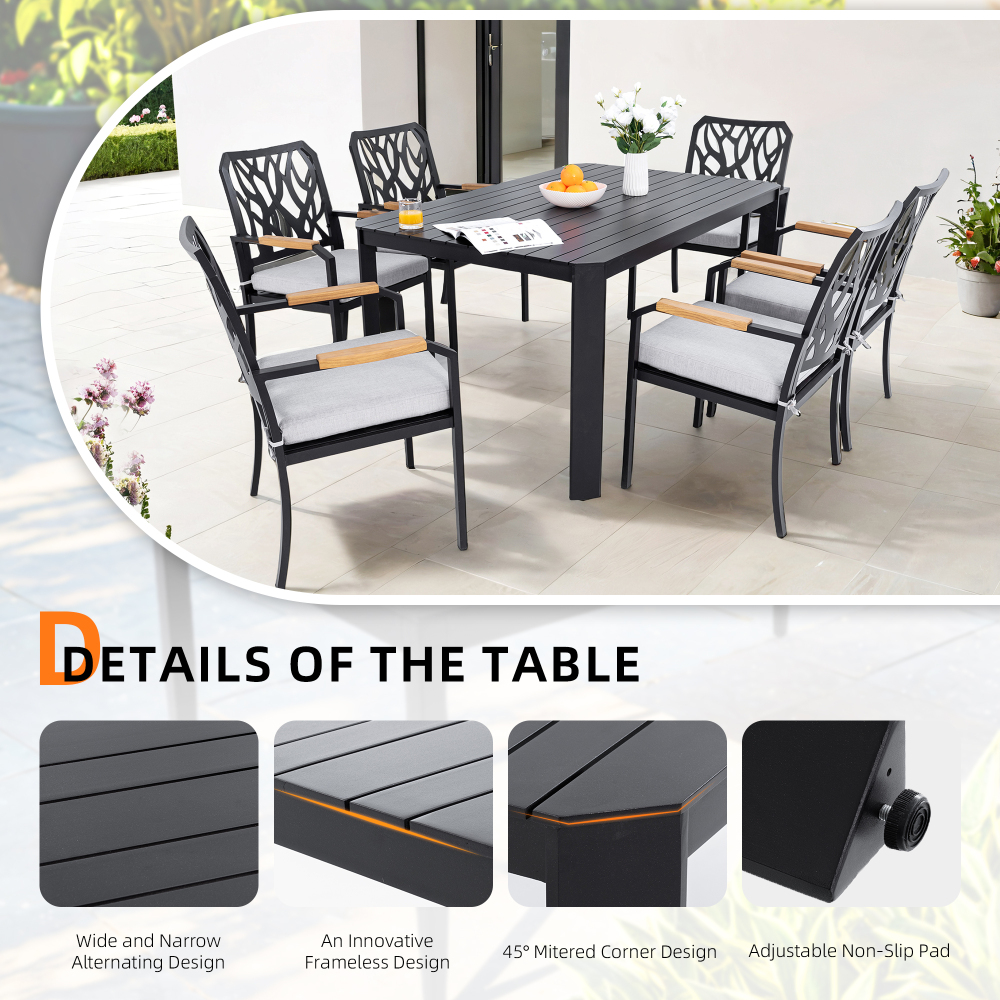 Modern Outdoor Aluminum Table Black