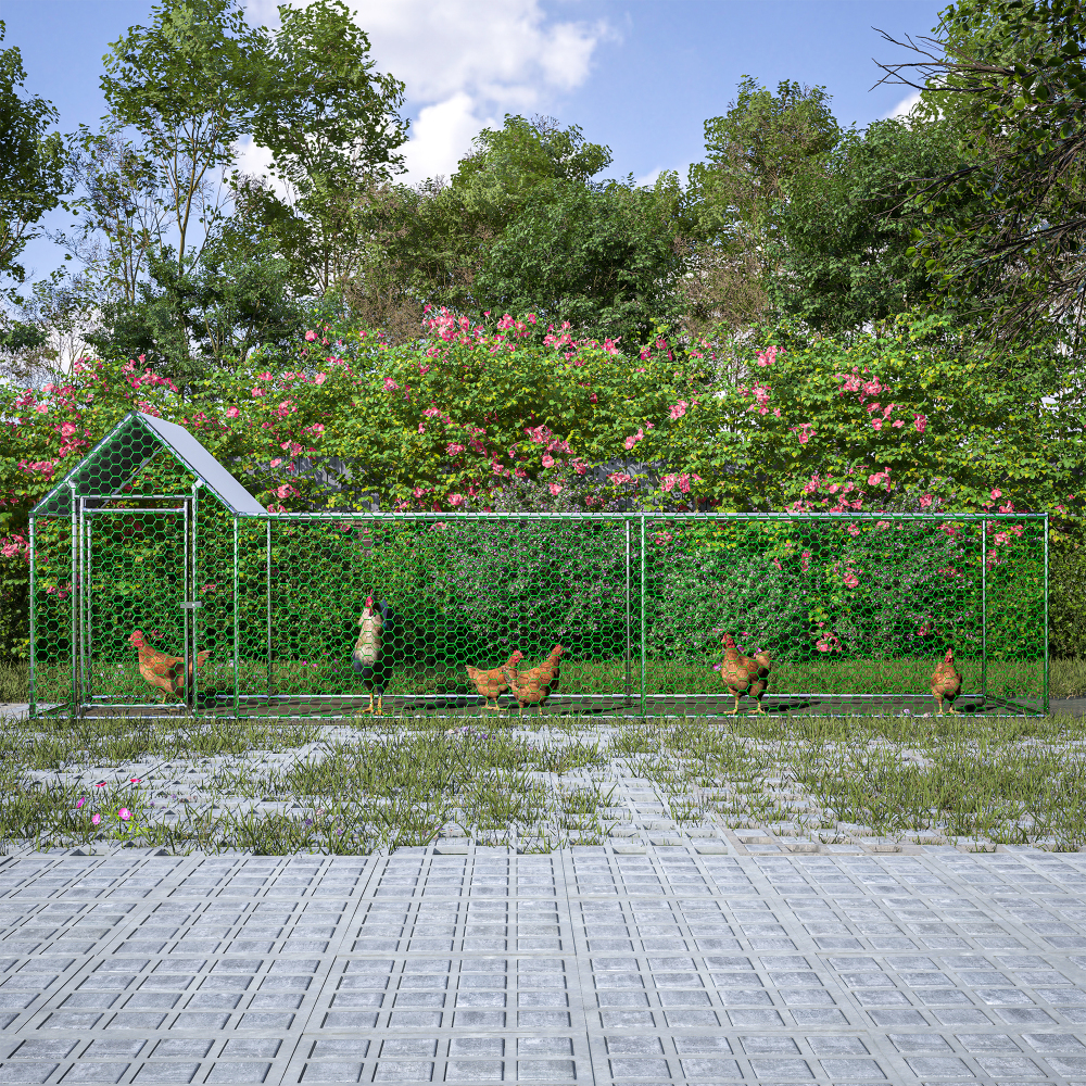 3.5'W x 16'L x 5'H Large metal chicken coop