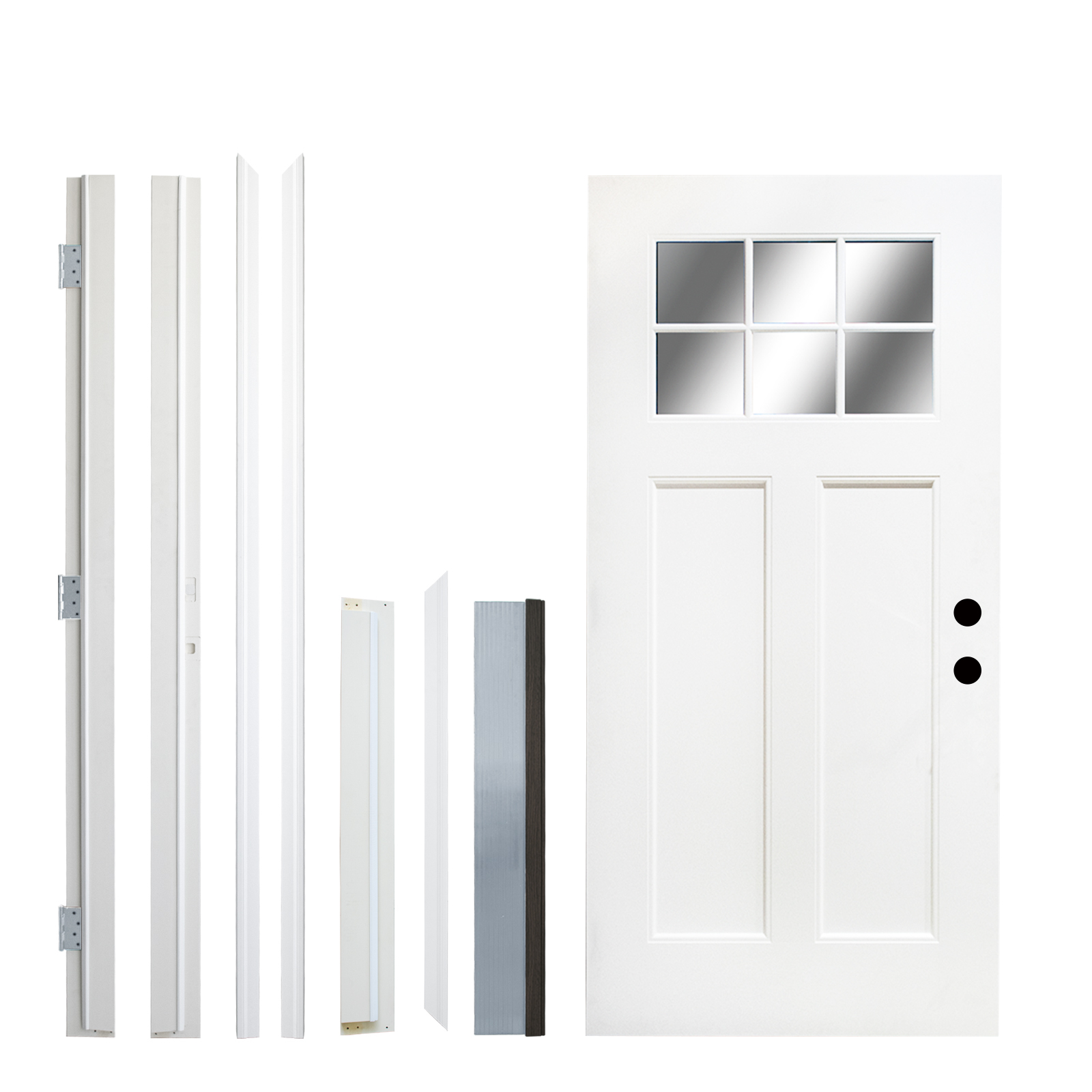 36'' x 80" White Primed Left Hand Inswing Fiberglass Entry Door White Brickmould and 4-9/16 Vinyl Frame