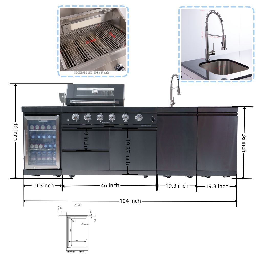 46-Inch 4-Burner 72000 BTU Deluxe Stainless Steel Gas Outdoor Kitchen Set