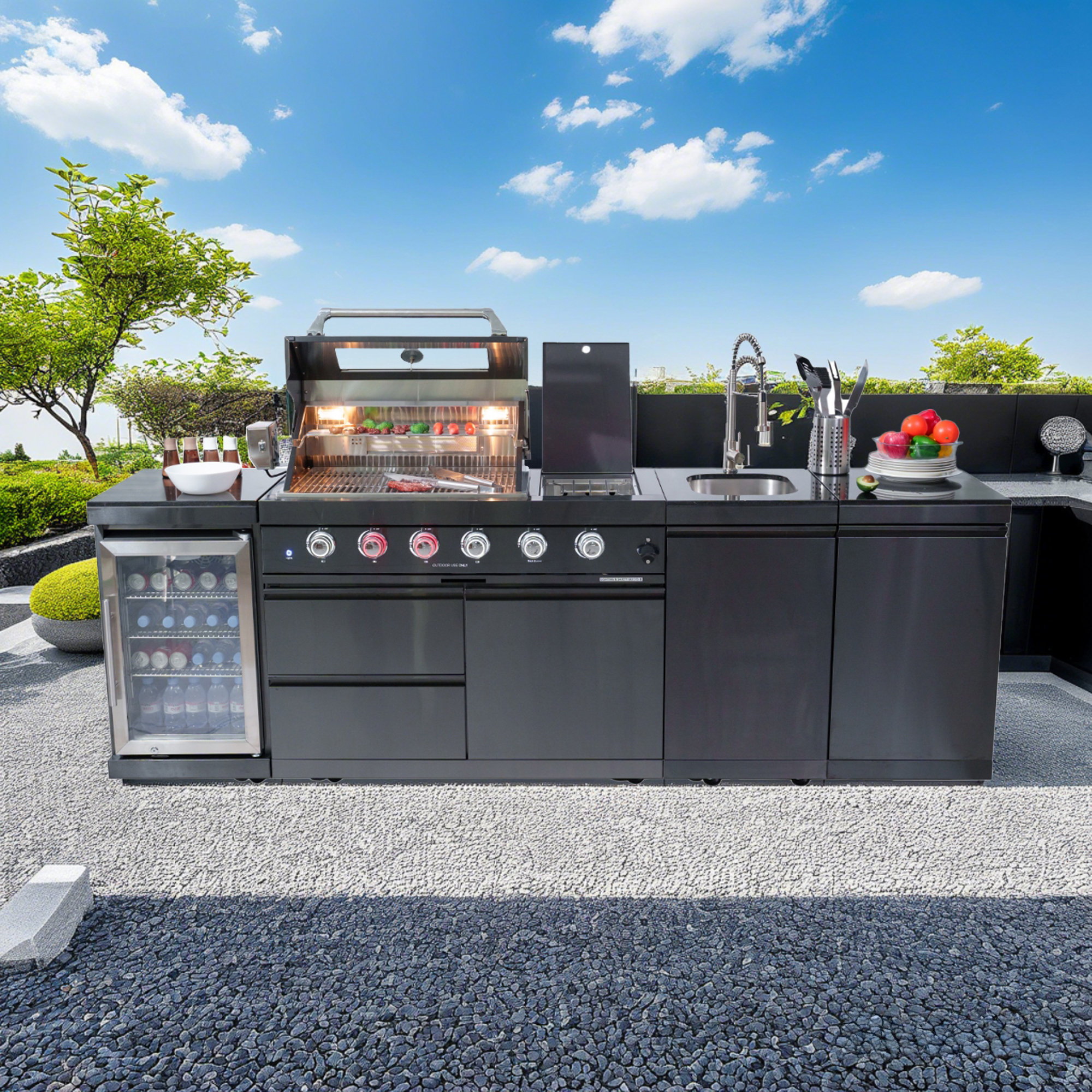 46-Inch 4-Burner 72000 BTU Deluxe Stainless Steel Gas Outdoor Kitchen Set