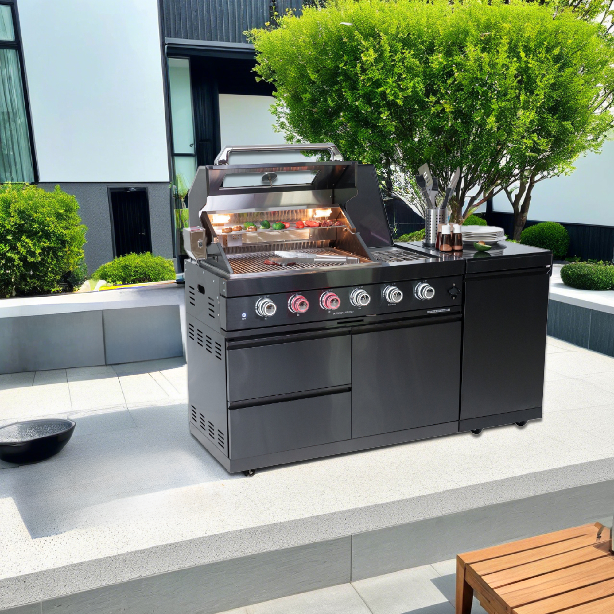 46-Inch 4-Burner 72000 BTU Deluxe Stainless Steel Gas Outdoor Kitchen Set