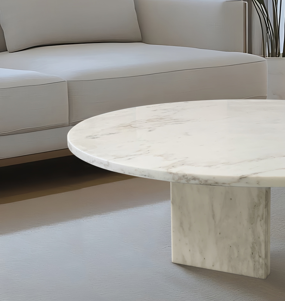 28-Inch White natural marble coffee table