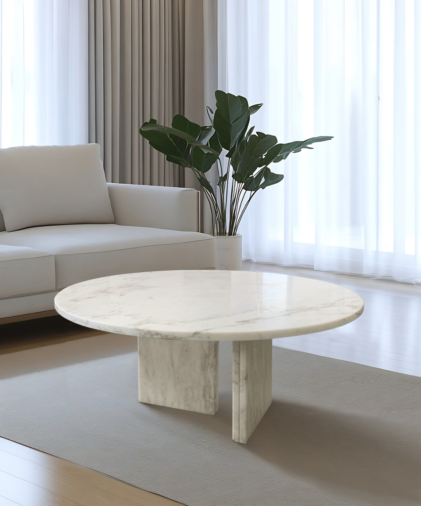 28-Inch White natural marble coffee table