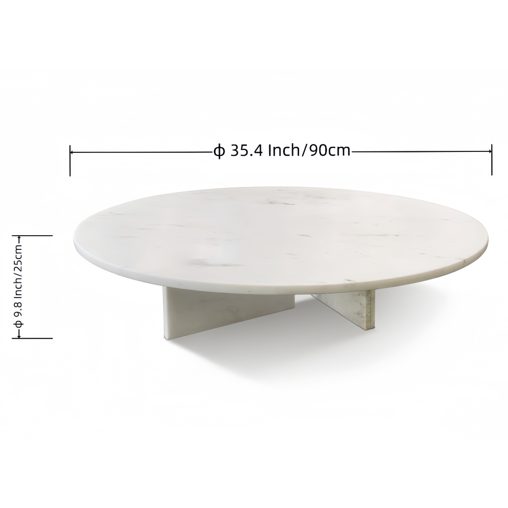 35-Inch White natural marble coffee table