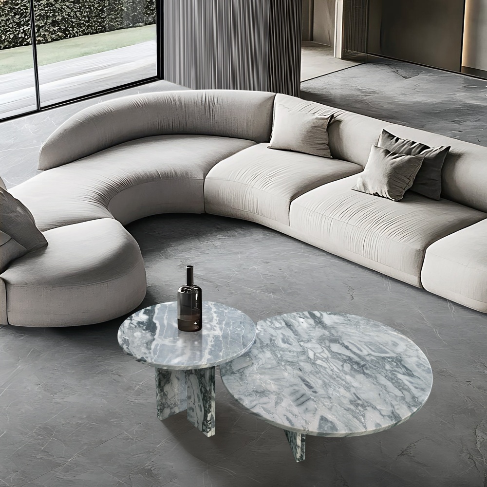 Blue Gray natural marble coffee table set