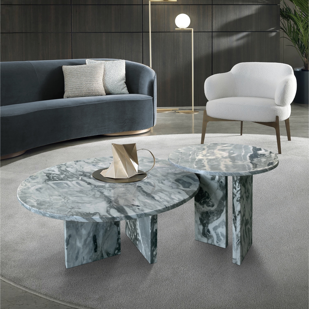 Blue Gray natural marble coffee table set
