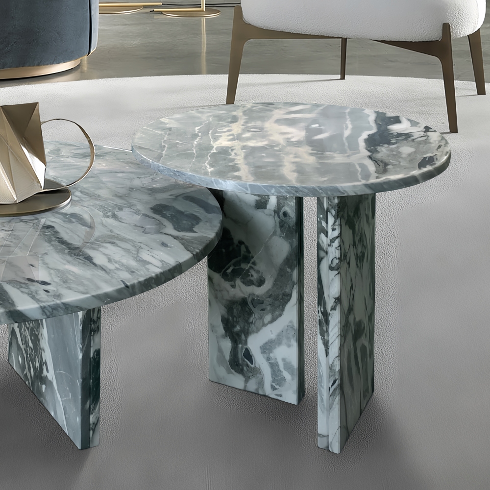 Blue Gray natural marble coffee table set