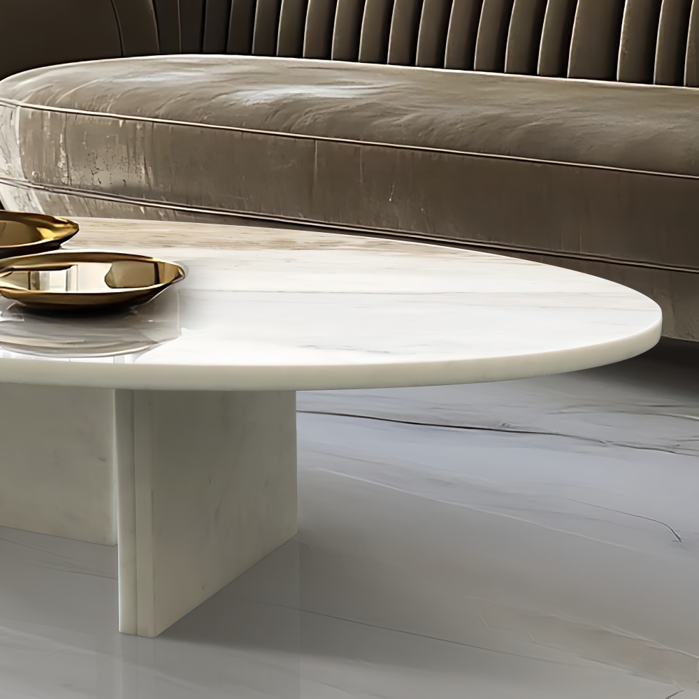 35-Inch White natural marble coffee table