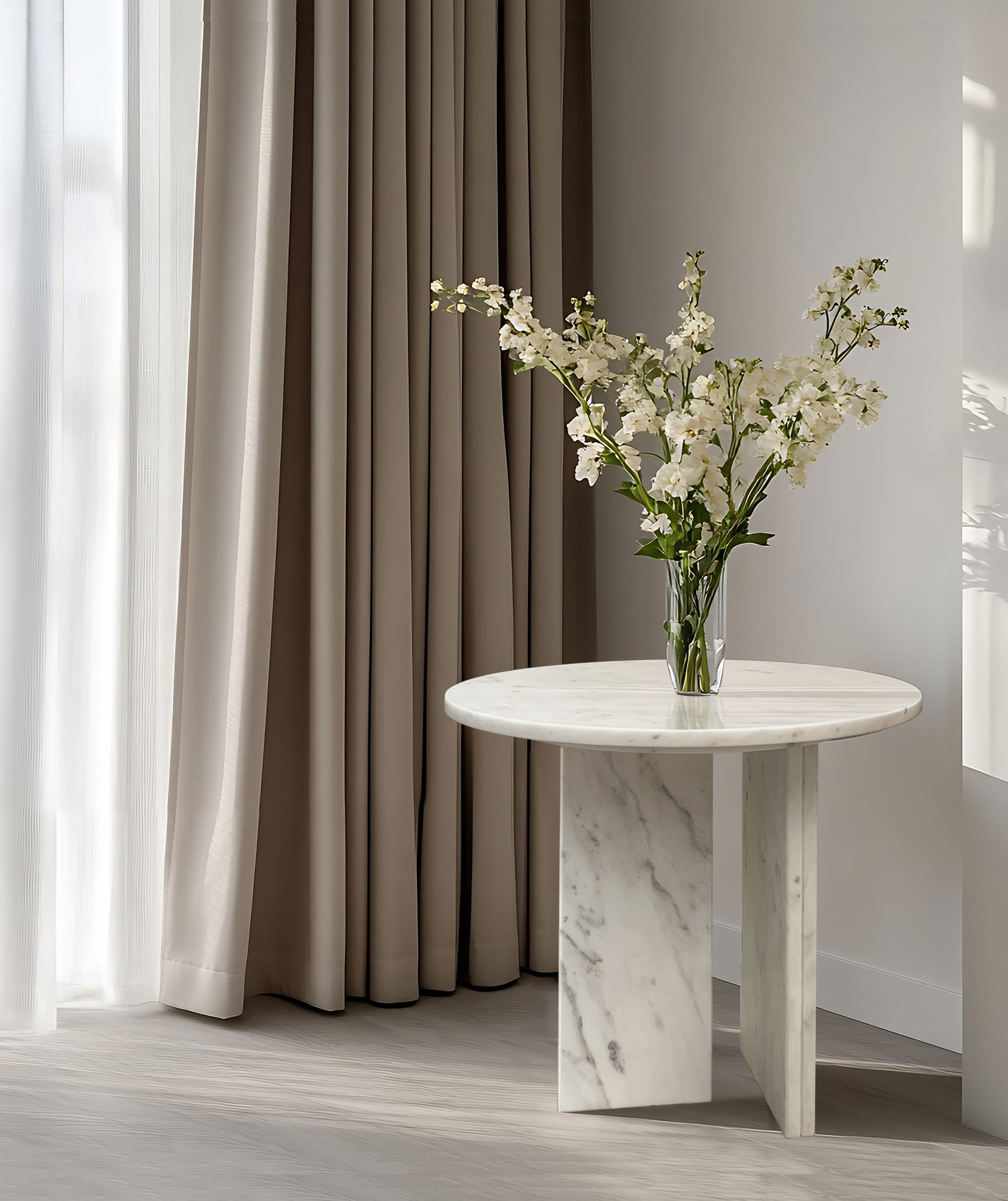 18-Inch White natural marble coffee table