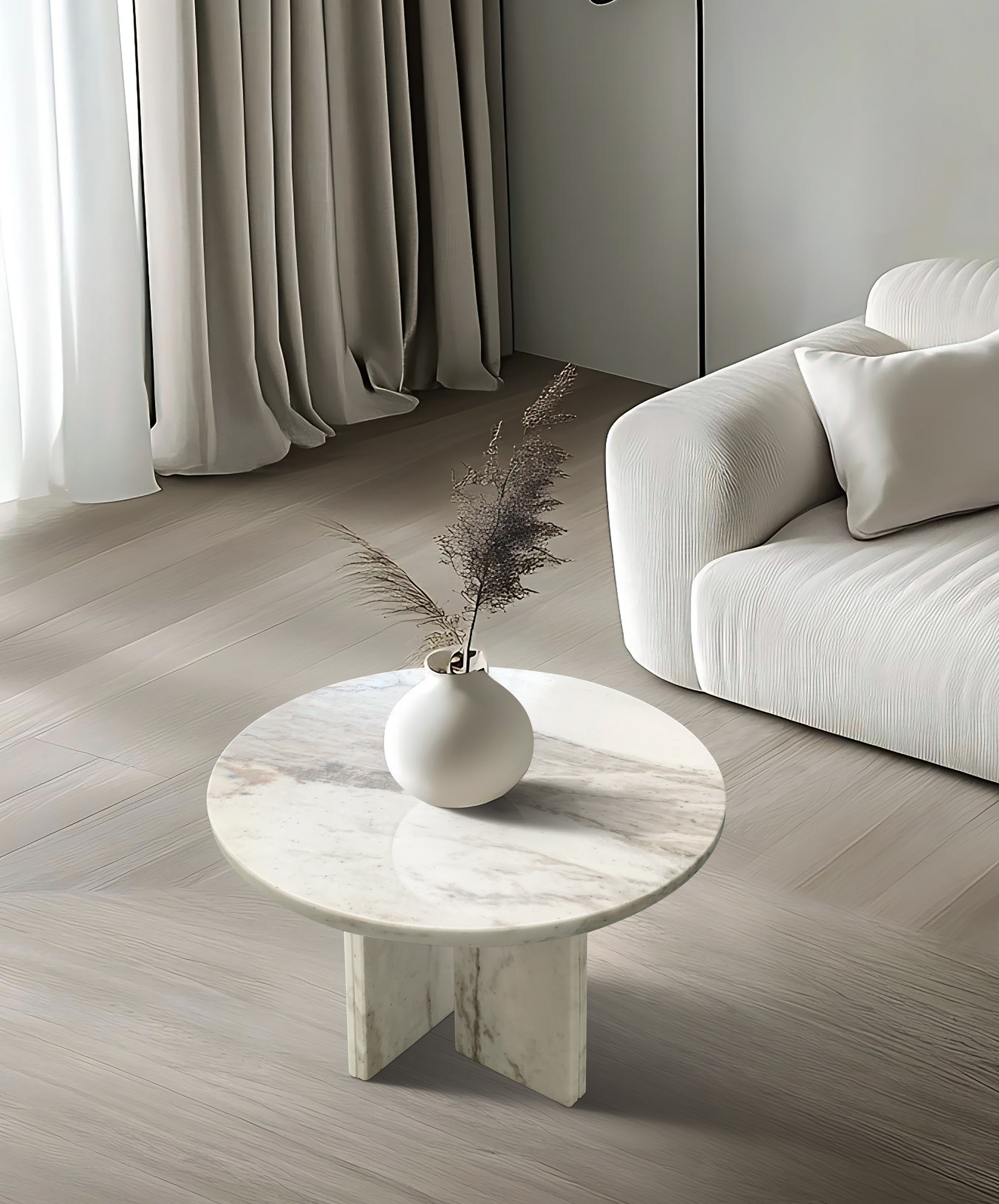 18-Inch White natural marble coffee table