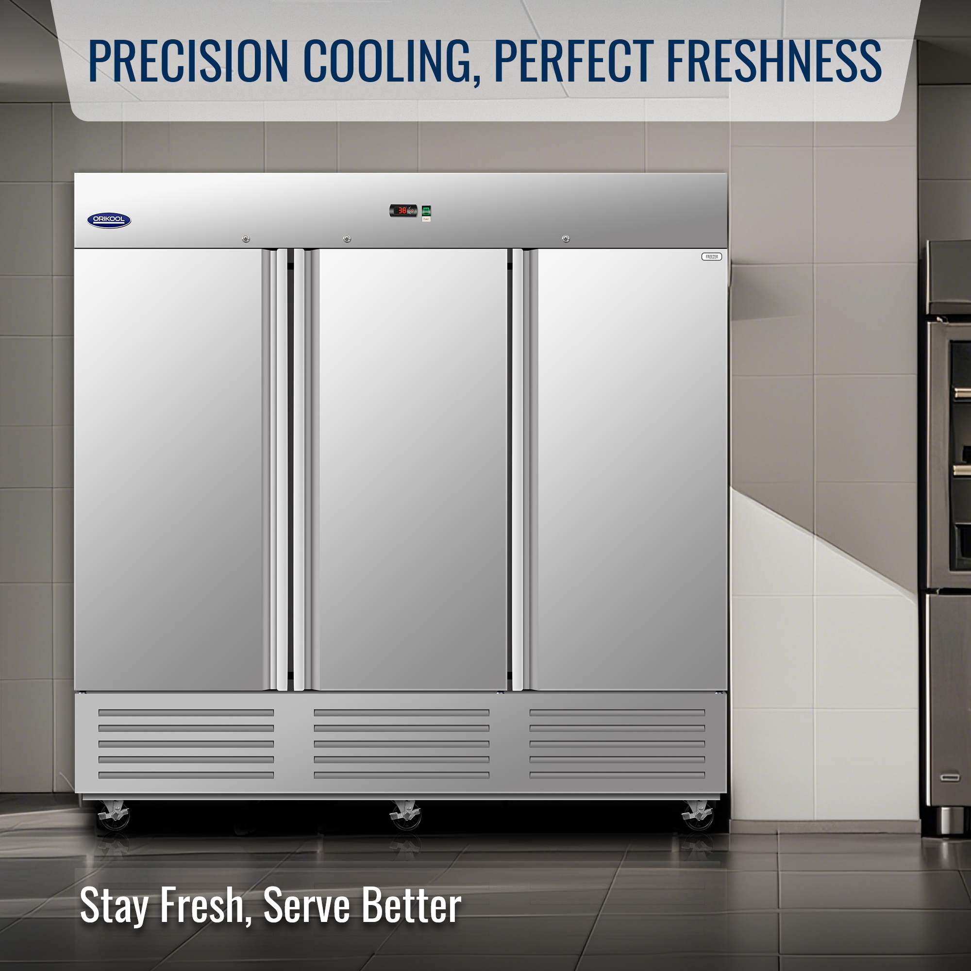 CR 72-cu ft Commercial Refrigerators 3 Stainless steel -Door Reach-In ( Sliver )