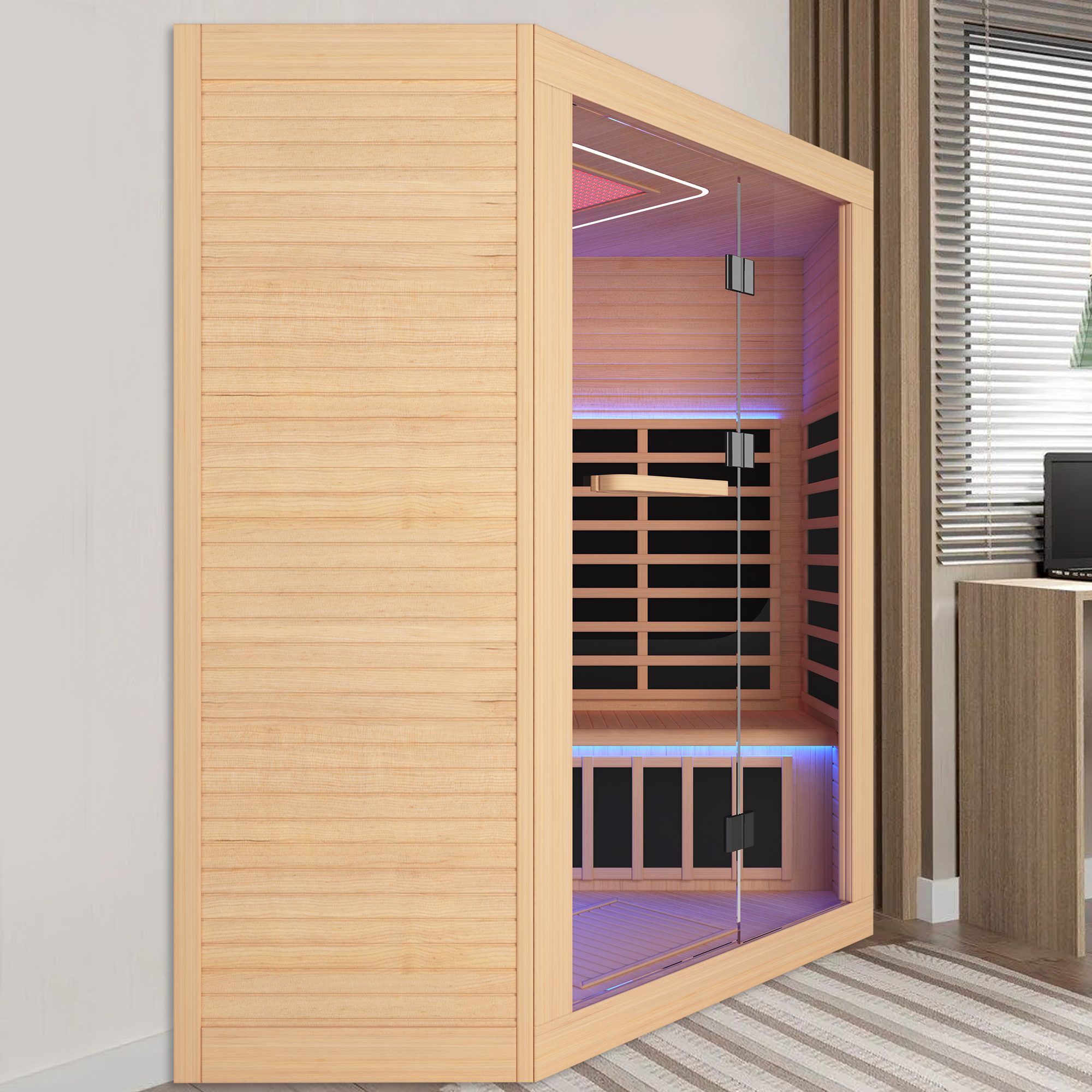 4-Person Indoor Hemlock Infrared Sauna with 11 Far-infrared Carbon Crystal Heaters