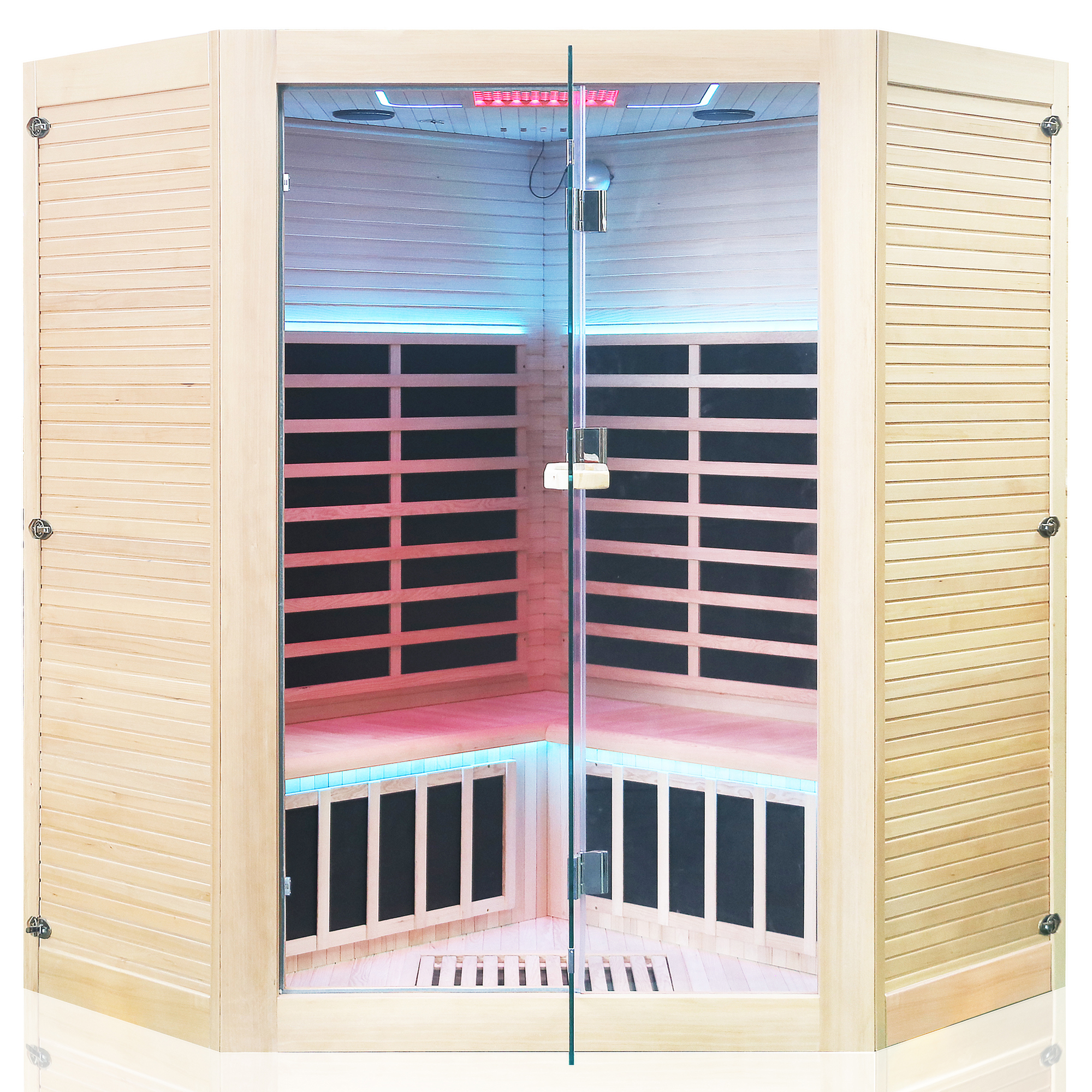 4-Person Indoor Hemlock Infrared Sauna with 11 Far-infrared Carbon Crystal Heaters