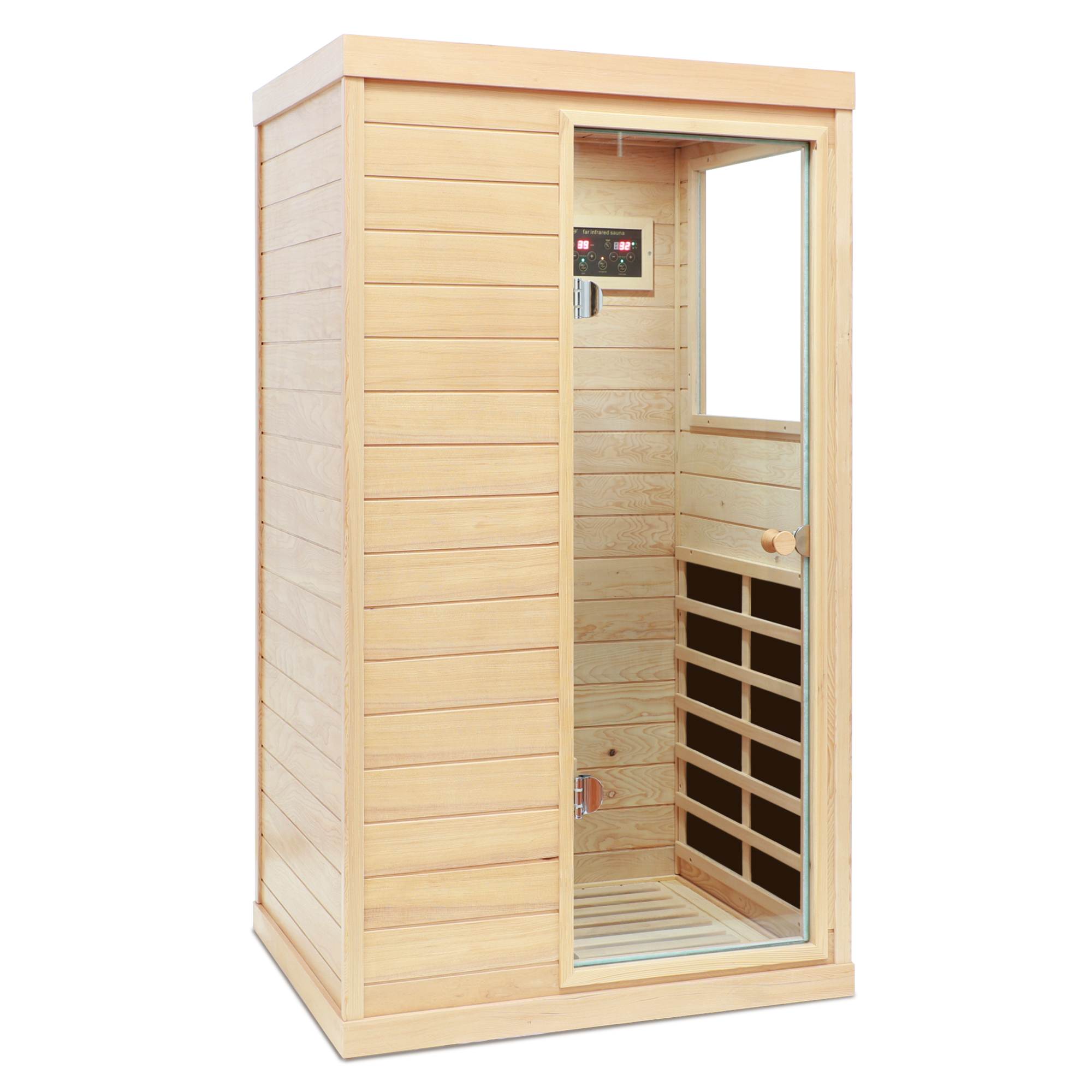1-Person Indoor Hemlock infrared Sauna with 8 Far-Infrared Carbon Crystal Heaters