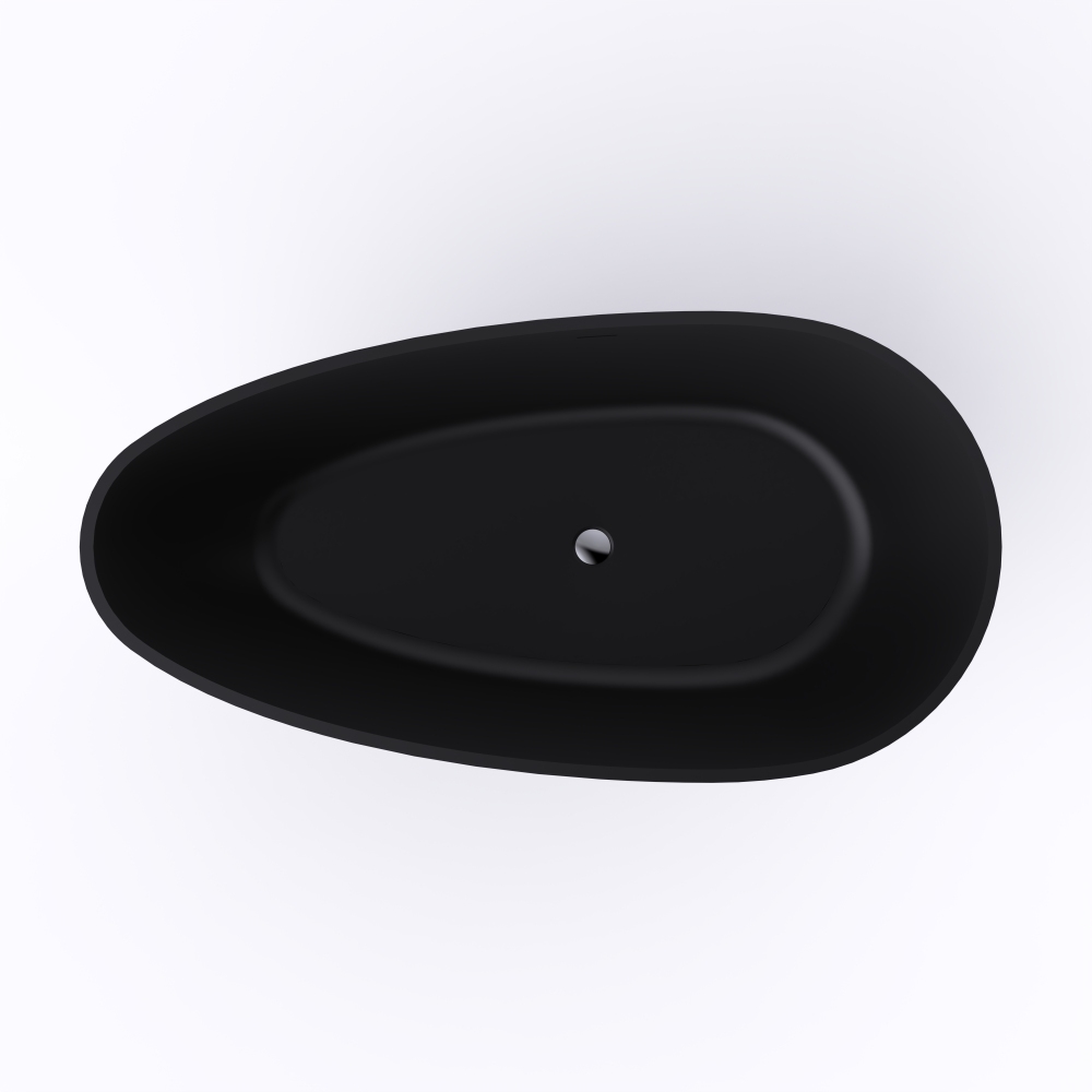 67 in. x 34 in. Solid Surface Stone Resin Flatbottom Freestanding Bathtub Soaking Bathtub in Matte Black