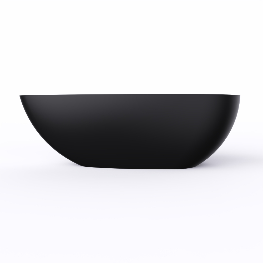 67 in. x 34 in. Solid Surface Stone Resin Flatbottom Freestanding Bathtub Soaking Bathtub in Matte Black