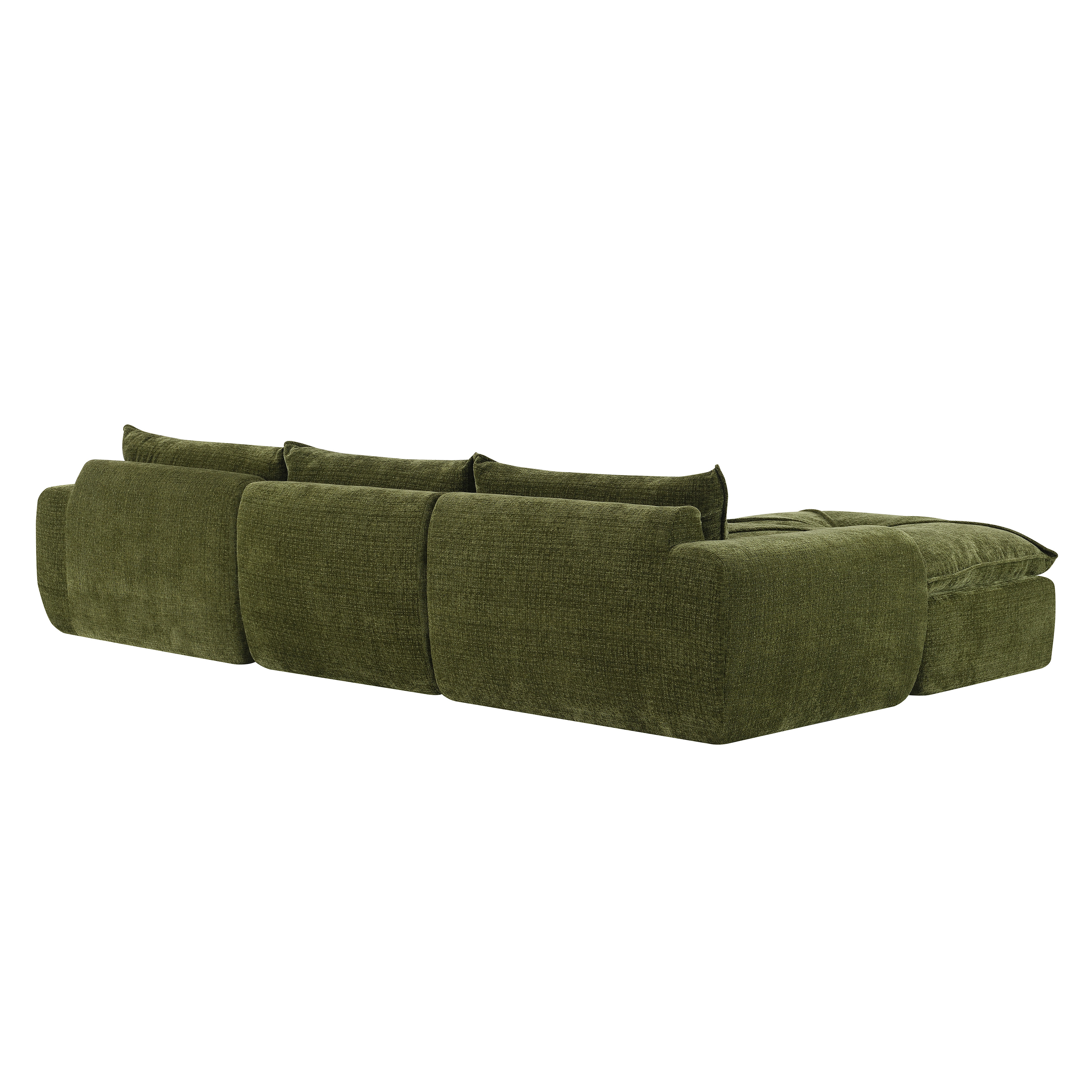 116'' Fully Compressed Sofa with High Density Foam, Integrated Backrest&Seat Cushion, Decorative Edging, Legless Design without Frame, Green