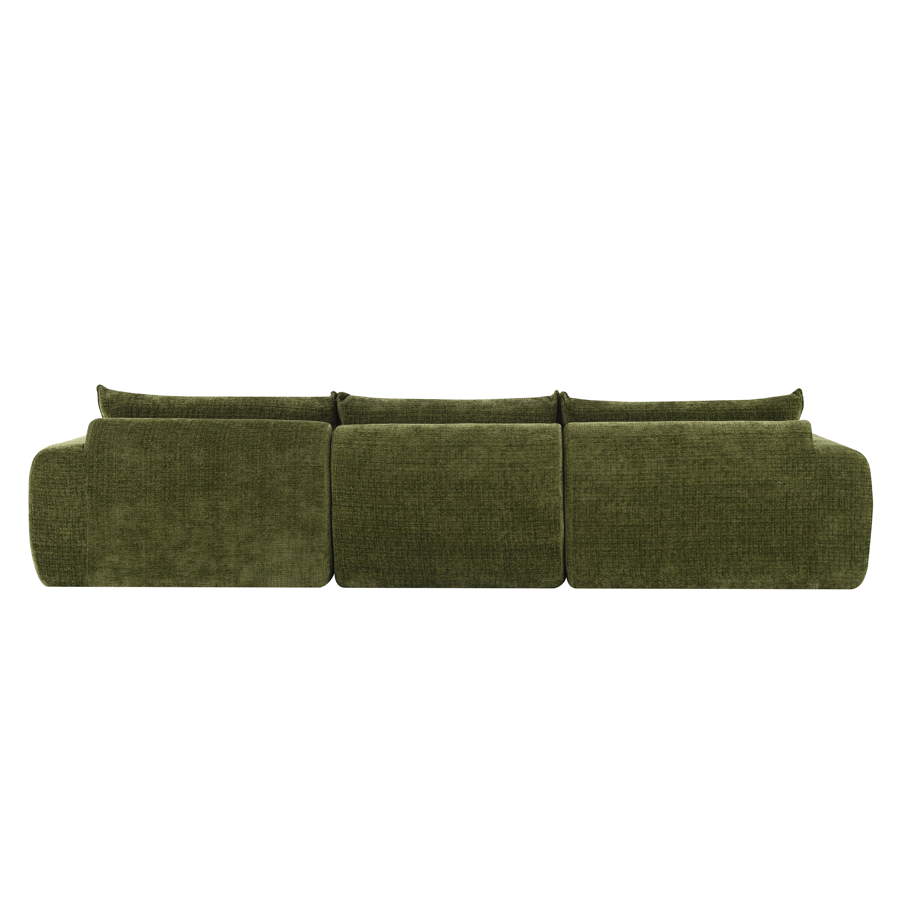 116'' Fully Compressed Sofa with High Density Foam, Integrated Backrest&Seat Cushion, Decorative Edging, Legless Design without Frame, Green