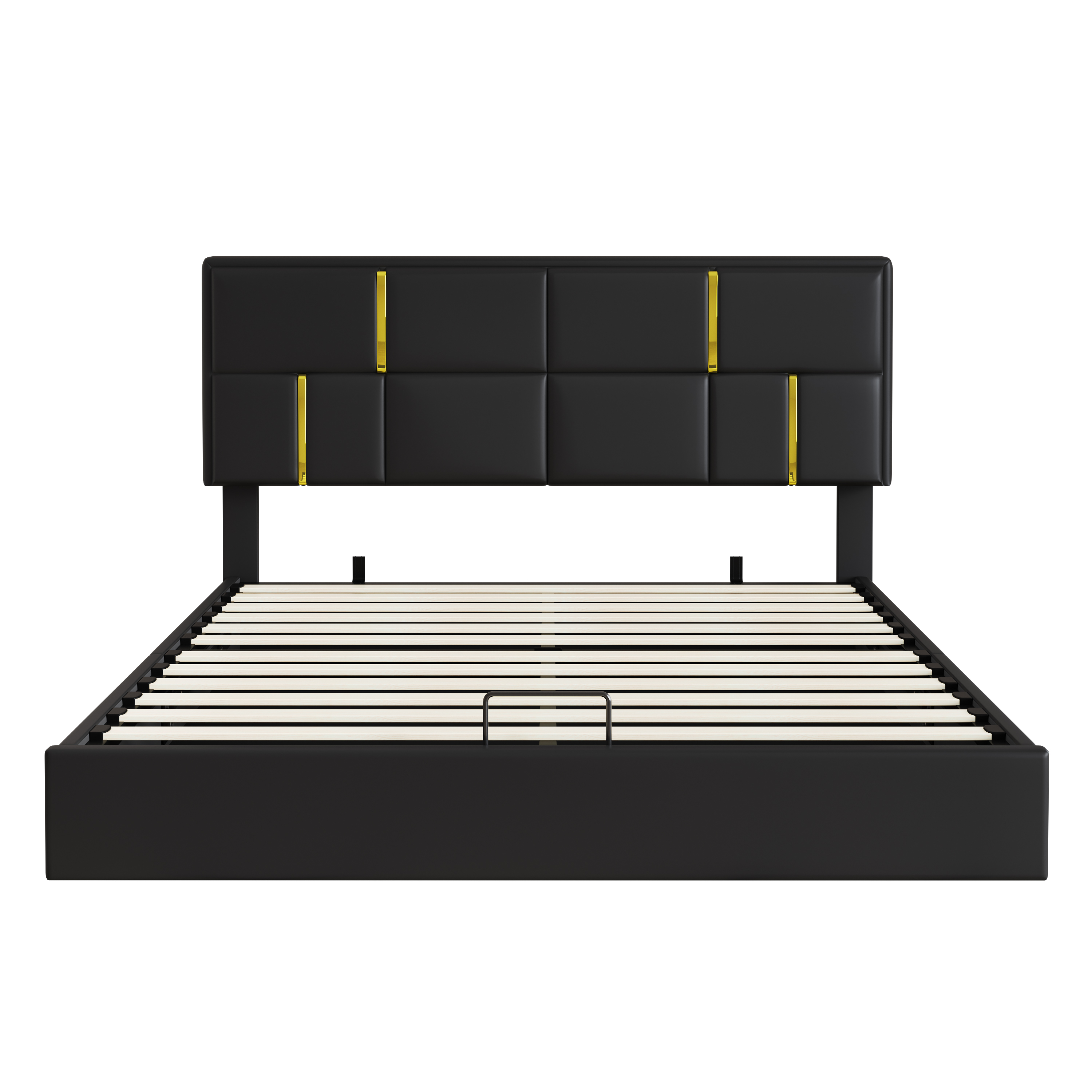 85.2"L x 64.6"W x 40.7"H Queen Size Upholstered Platform Bed with Hydraulic Storage System, No Box Spring Needed, Black
