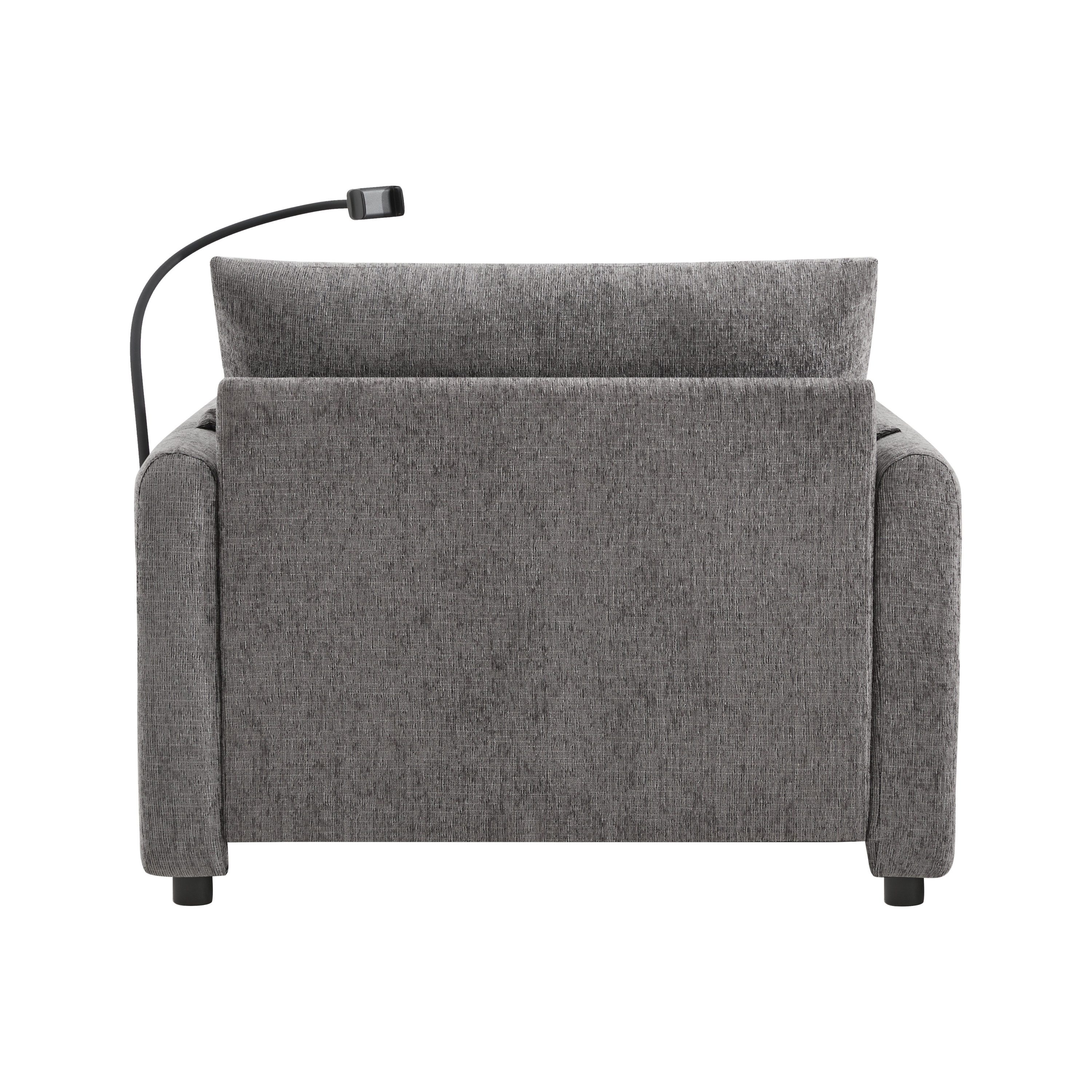 38" Single Sofa with Storage Ottoman, Adjustable Phone Holder, USB Charger, Side Storage Pockets, Pillow-Like Armrests, Wide Seat Chaise Lounge, Gray