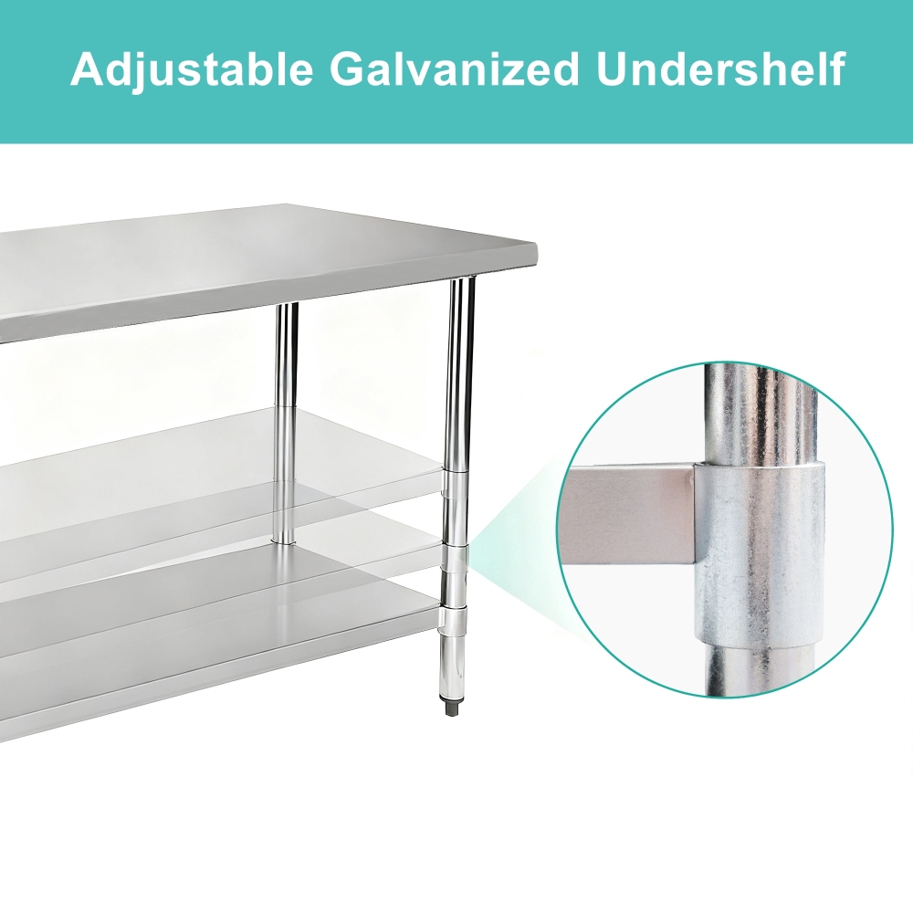 18" x 60" 18-Gauge Stainless Steel Commercial Work Table