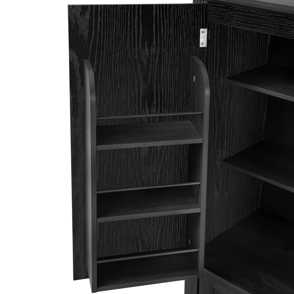K&K 71" Tall Kitchen Pantry Cabinet with 3 Pull Out Cabinet Organizers, Farmhouse Embossed Texture Storage Cabinet with 6 Door Shelves, 2 Drawers, Freestanding Cupboard for Kitchen, Dining Room Black