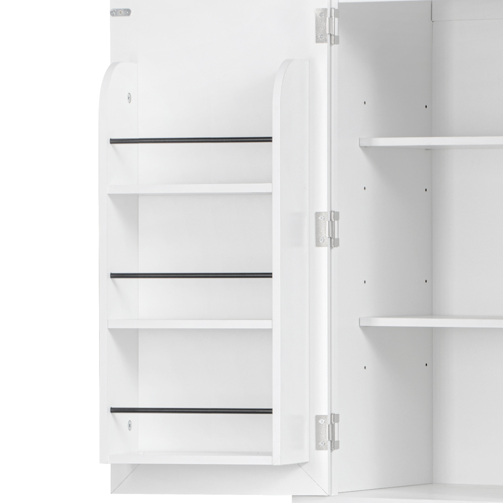 K&K 71" Tall Kitchen Pantry Cabinet with 3 Pull Out Cabinet Organizers, Farmhouse Embossed Texture Storage Cabinet with 6 Door Shelves, 2 Drawers, Freestanding Cupboard for Kitchen, Dining Room White