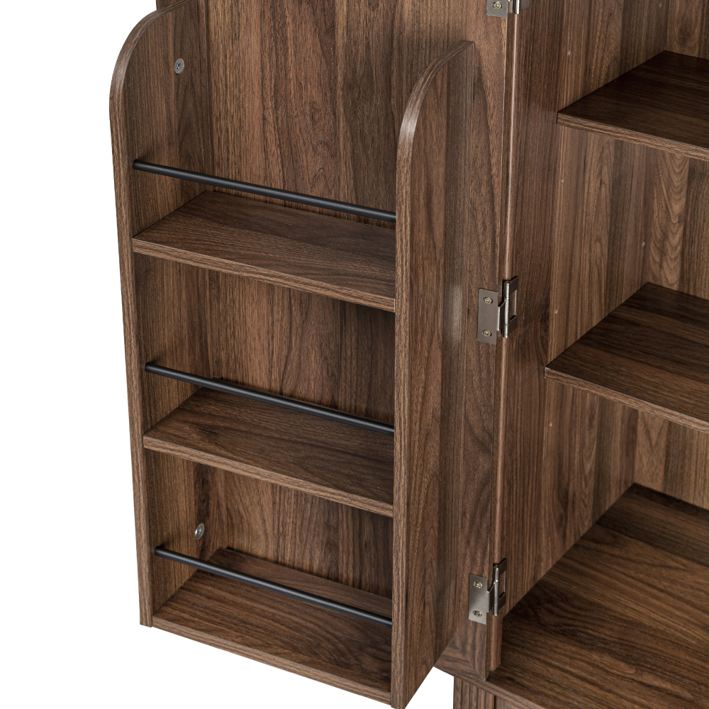 K&K 71" Tall Kitchen Pantry Cabinet with 3 Pull Out Cabinet Organizers, Farmhouse Embossed Texture Storage Cabinet with 6 Door Shelves, 2 Drawers, Freestanding Cupboard for Kitchen, Dining Room Brown