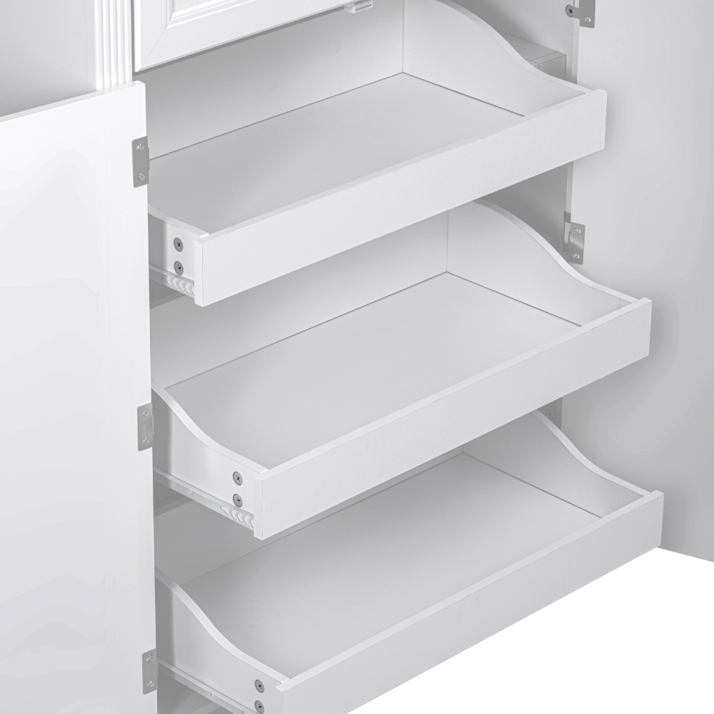 K&K 71" Tall Kitchen Pantry Cabinet with 3 Pull Out Cabinet Organizers, Farmhouse Embossed Texture Storage Cabinet with 6 Door Shelves, 2 Drawers, Freestanding Cupboard for Kitchen, Dining Room White
