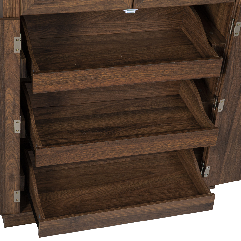 K&K 71" Tall Kitchen Pantry Cabinet with 3 Pull Out Cabinet Organizers, Farmhouse Embossed Texture Storage Cabinet with 6 Door Shelves, 2 Drawers, Freestanding Cupboard for Kitchen, Dining Room Brown